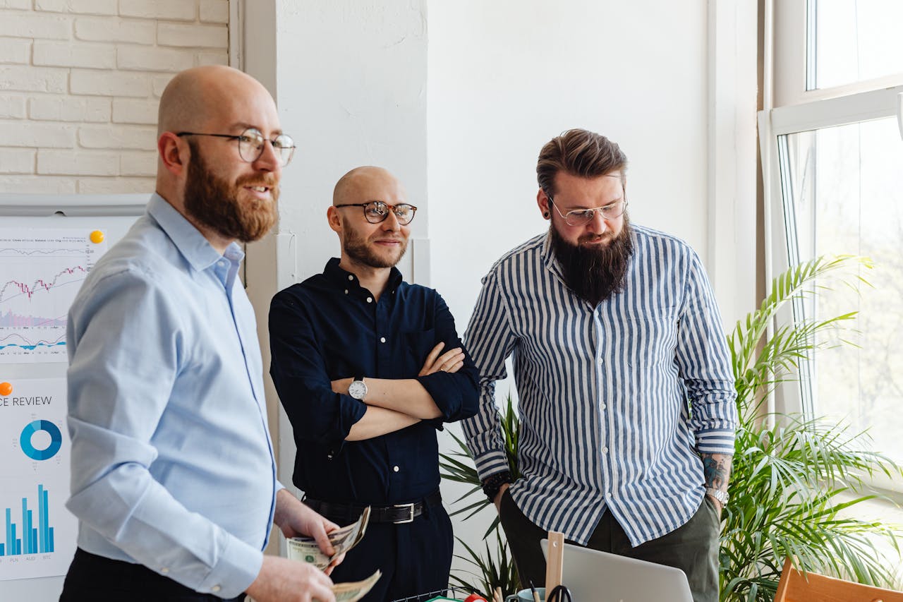 Men in Corporate Attire at an Office